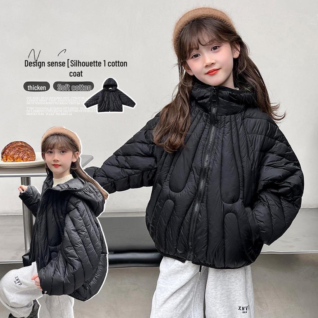 Girls' Solid Color Winter Coat 2024 – Simple, Thick Cotton for Small To Medium Children