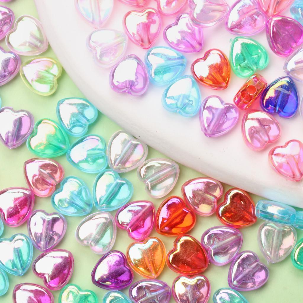 Earrings DIY Acrylic Bracelet Necklace 150Pcs Loose Beads Beads 8.5*9mm For Jewelry Making Heart Shape Charms Accessories