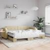 VidaXL Daybed with Trundle Bed Cream 100x200 Cm Fabric 3197643