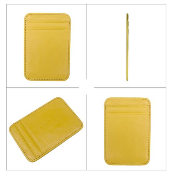 Card Holder Slim Small Wallet Faux Leather Solid Color Driver's License Credit Card Case Business Use