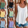 Summer Women's Fashion Solid Colour Double Shoulder Camisole Round Neck Jacquard Inner Sleeveless Bottoming Shirt