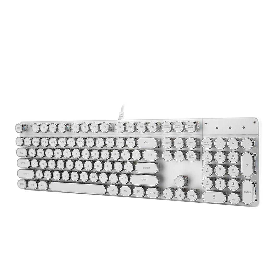 900‑5 White Mechanical Keyboard with Retro Round Cap Computer Parts