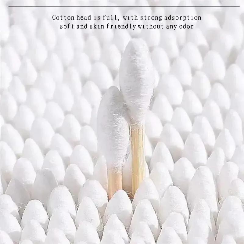 500 шт. Деревянные двусторонние ватные палочки для макияжа, очищения, одноразовые ватные палочки, медицинская бытовая гигиена, для чистки ушей