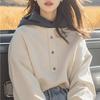 Beige Contrasting Hooded Sweatshirt In Winter New Small-sized Design Niche Fashionable Top