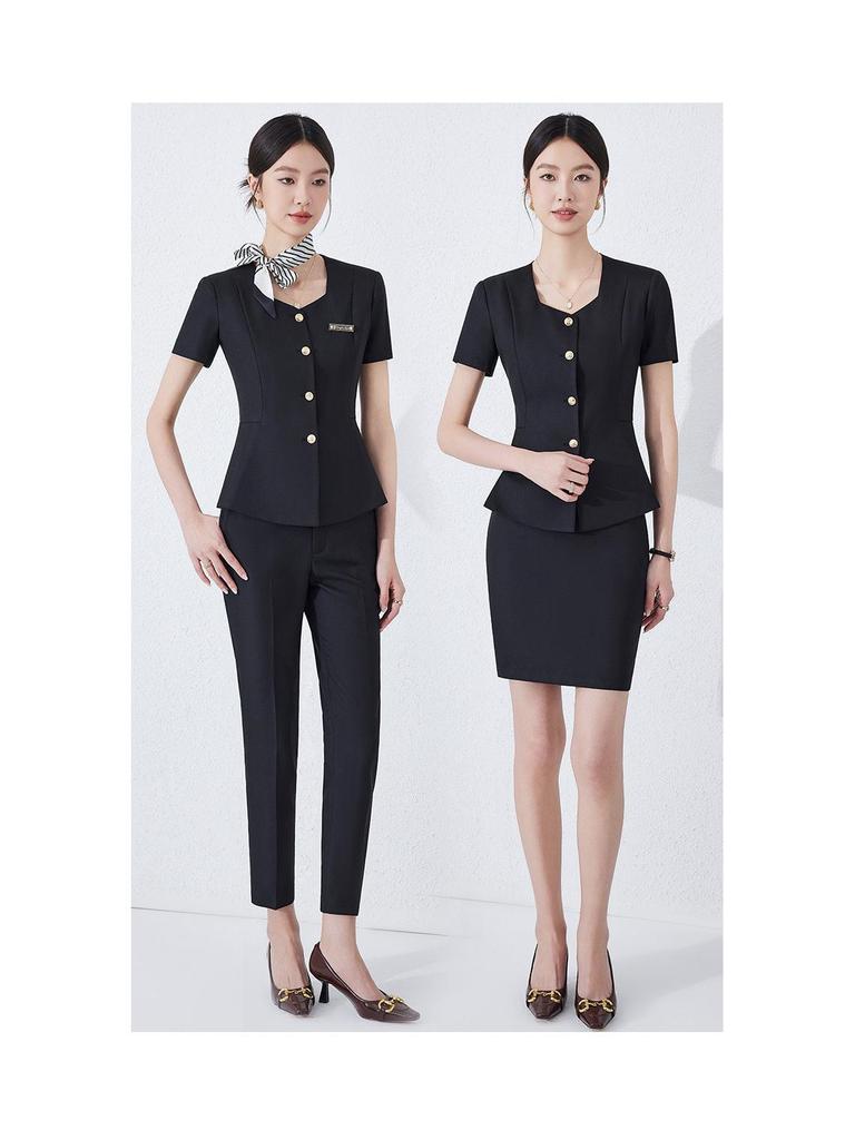 Professional Women's Short Sleeve Suit for Reception & Salon Staff