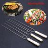 Barbecue Forks Wooden Handle Stainless Steel U-shape BBQ Kit Outdoor BBQ Grilling Pin Roasting Meat Skewers Tool