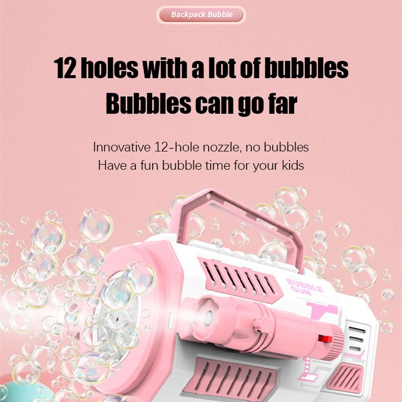 Electric Bubble Gun With Large Capacity Flashing Automatic Blower With Light Music Bubbles Maker For Kid Backpack Bubble Gun