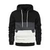 2024 Men's Autumn/Winter Fashion Color Block Hoodie - European & American Patchwork Style