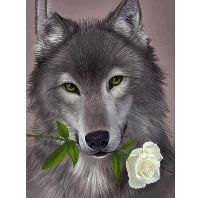 Animal Wolf DIY 5D Diamond Painting Full Round Drill Mosaic Diamond Embroidery Cross Stitch Rhinestones Handmade Gift Home Decor