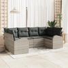 6-Piece Garden Sofa Set with Light Grey Cushions Poly Rattan, 2-Seater Garden Sofa with Storage and 3354851
