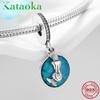 KATAOKA Genuine 925 Sterling Silver Stunning Mermaid Blue Ocean Charms Pendants Beads Fit Original Charms European 925 Bracelet Jewelry