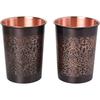 (Pack of 2) Copper Carving Royal Design Black Antique Finish Glass With Gold Gift Box Glass Set Water/Juice Glass  (250 Ml, Copper, Brown)