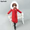 Red Winter Wear Long Coat for Barbie Doll Outfits Parka For 1/6 BJD Dollhouse Jacket 1:6 Dolls Accessories Kids Toy