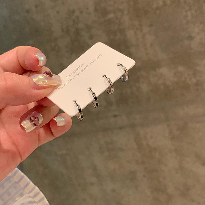 Sweet And Cool 6-Piece Set, Exquisite Zircon Love Earrings, Earrings That Women Do Not Need To Pick When Sleeping, Cold Wind, Personalized