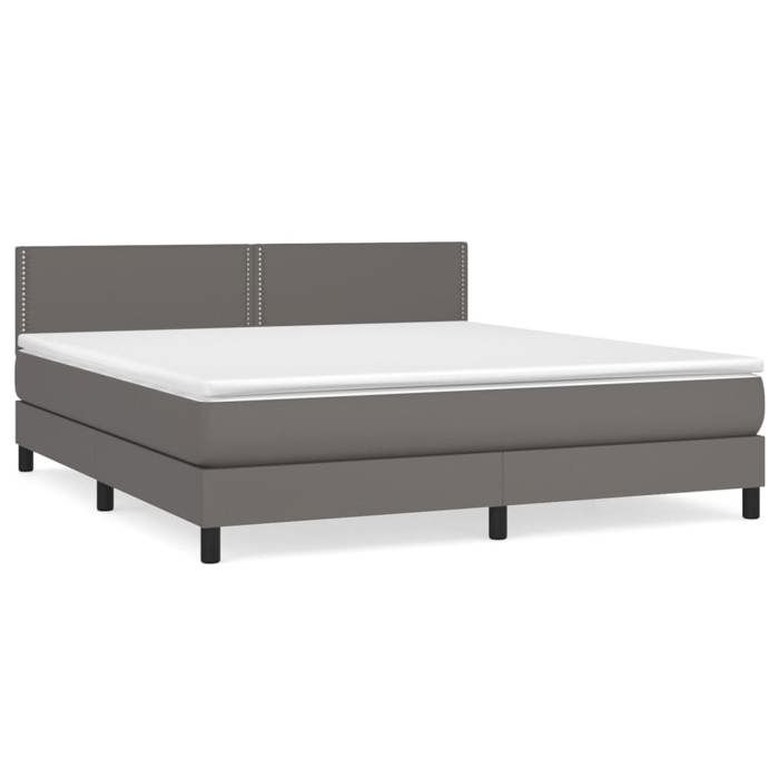 VidaXL Divan Bed with Mattress Grey 180x200 Cm Faux Leather - Model 3141081