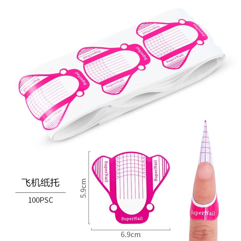 50/100Pcs French Nail Form Tips Acrylic UV Gel Extension Curl Form Nail Gel Sticker Art Guide Mold Manicure Stencil Acrylic Tool