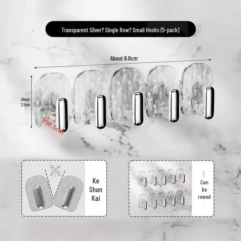 Seamless No-Drill Wall-Mounted Mini Hooks for Bathroom, Mirror, Cabinet Doors, and Jewelry Storage