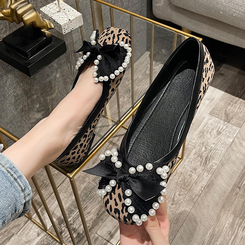 2024 Spring Summer Shoes Women Flats Elegant Ladies Leopard Shoes Fashion Brand Woman Boat Shoes Flat Plus Size 42 A4376
