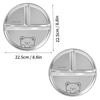 Round Dinner Plate With Compartments 304 Stainless Steel Dinner Dish Fruit Salad Food Plates Kitchen Tableware