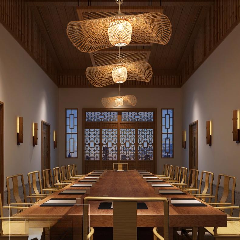 Chinese Style Bamboo Pendant Lights Creative Tatami Lights Lamp for Dining Room Restaurant Hanglamp E27 Suspension Luminaire
