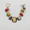 1pc European And American Retro Style Zinc Alloy Inlaid Multicolor Geometric Resin Gemstones Simple And High-End Vintage Bracelet, Suitable For Women