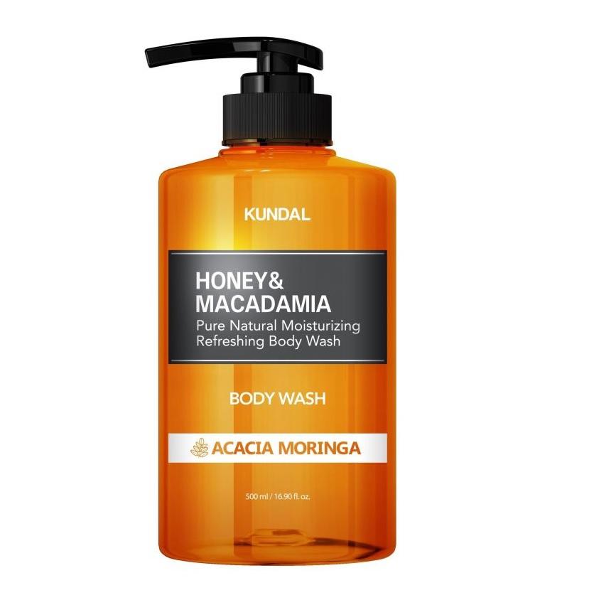 Nourishing Aromatic Shower Gel Honey & Macadamia Body Wash Acacia Moringa Kundal 500 Ml