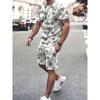2025 Summer Fashion T Shirt Shorts Set High Temperament Street Men's Mens 3D Short Sleeve Loose Top Gradient Coconut Print Style