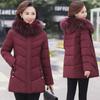 Mom's Plus Size Winter Coat: Mid-Length, Thick Cotton-Padded Jacket for Stylish Middle-Aged and Elderly Women.