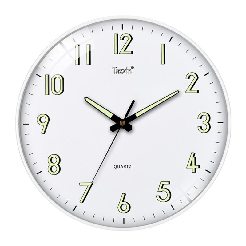 Round Wall Clock Luminous Silent Quartz Movement Living Room Bedroom Home Pendant Clock