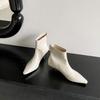 Fashion Pointed Toe Women Ankle Boots Sock Stretch Shoes Thin Mid Heels Black Beige Brown Fashion New Arrivals Party Pumps 35-39 Dress