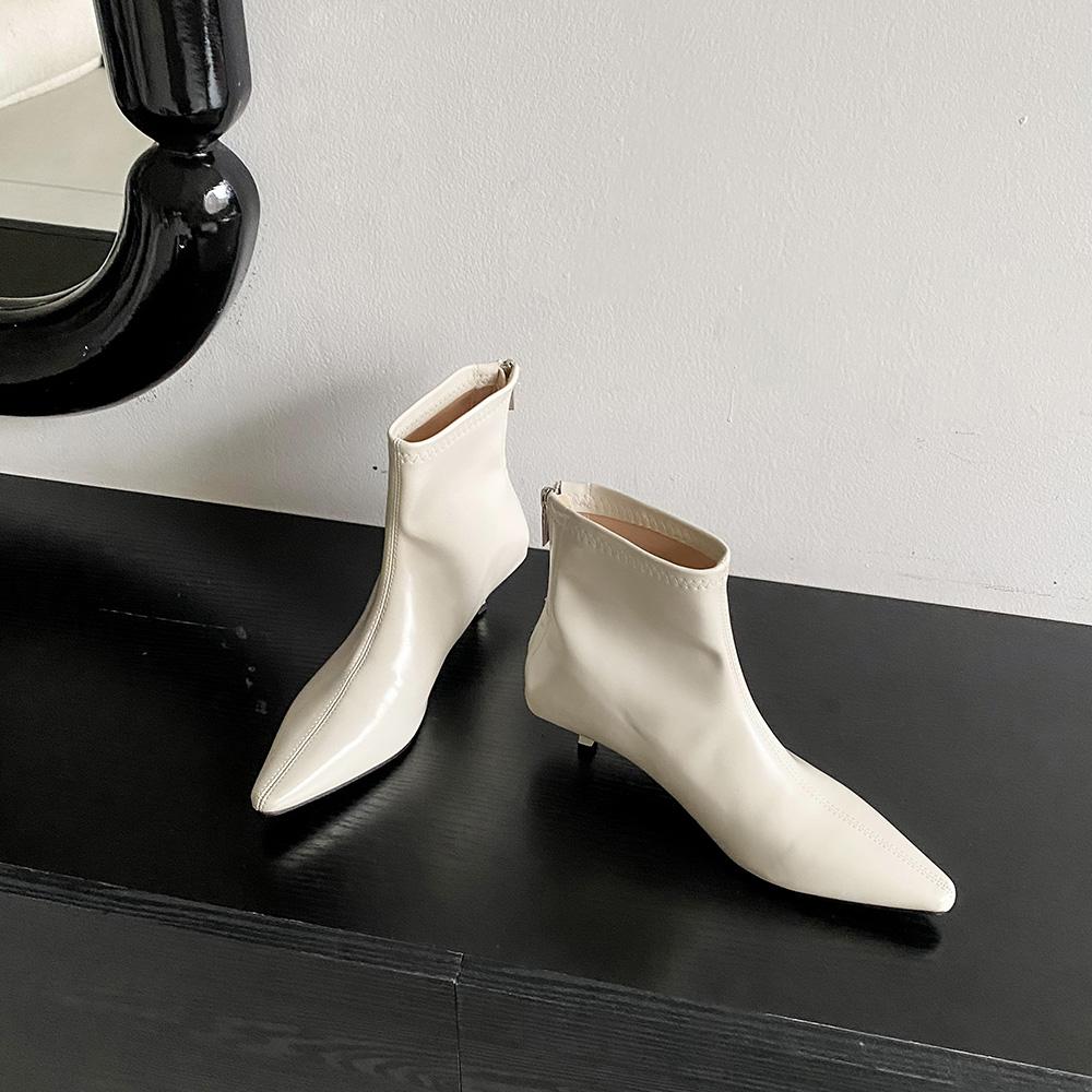 Fashion Pointed Toe Women Ankle Boots Sock Stretch Shoes Thin Mid Heels Black Beige Brown Fashion New Arrivals Party Pumps 35-39 Dress