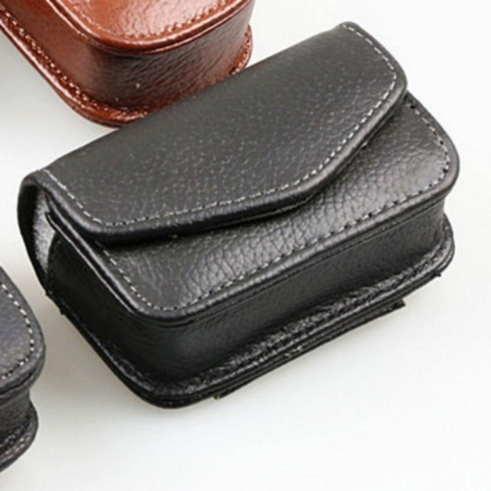 Portable Leather PU Glasses Case Belt Wearable Folding Glasses Storage Box