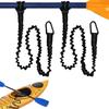 2 Pcs Black Kayak Paddle Leash with Carabiner Secure Leash Lanyard Rope