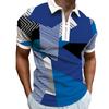 Men's Several Striped Print Stretch Slim Short Sleeve Zipper POLO Shirt T-shirt Top