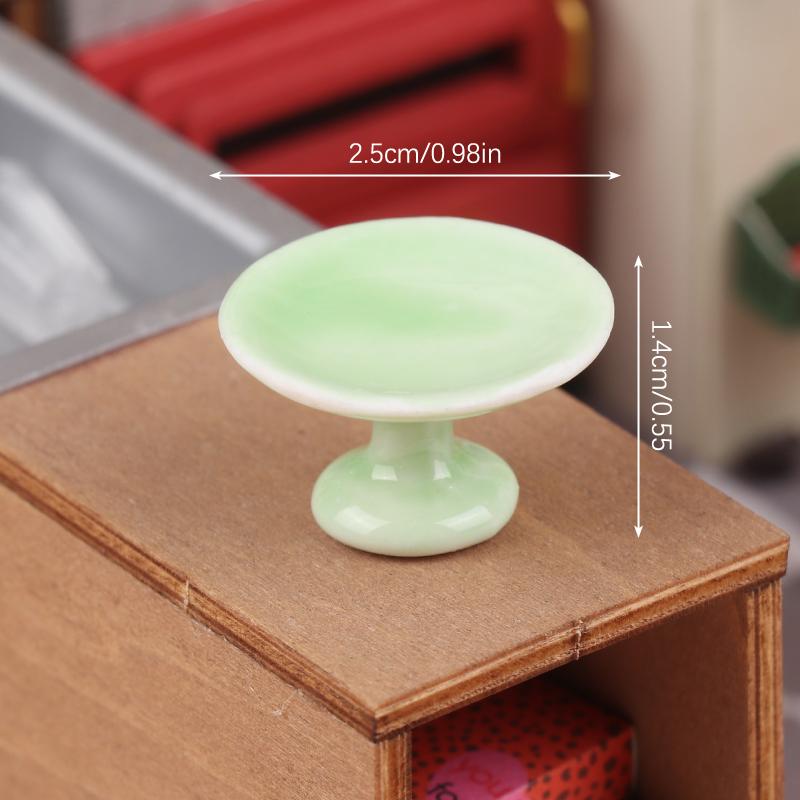 1:12 Dollhouse Miniature Ceramic Fruit Dish Plate Tall Tray Cake Plate Tableware Kitchen Model Decor Toy Doll House Accessories