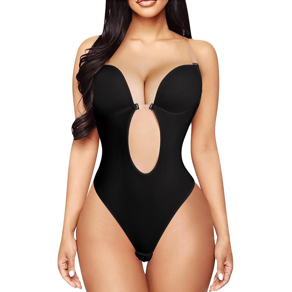 Women's U Plunge Strapless Backless Shapewear Seamless Thong Bodysuit V Neck Body Shaper Padded Bra Camisoles Crop Tops