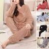 Women Pajamas Set Loose Sleeping Cozy Thick Homewear Top Pants Set for Sleeping