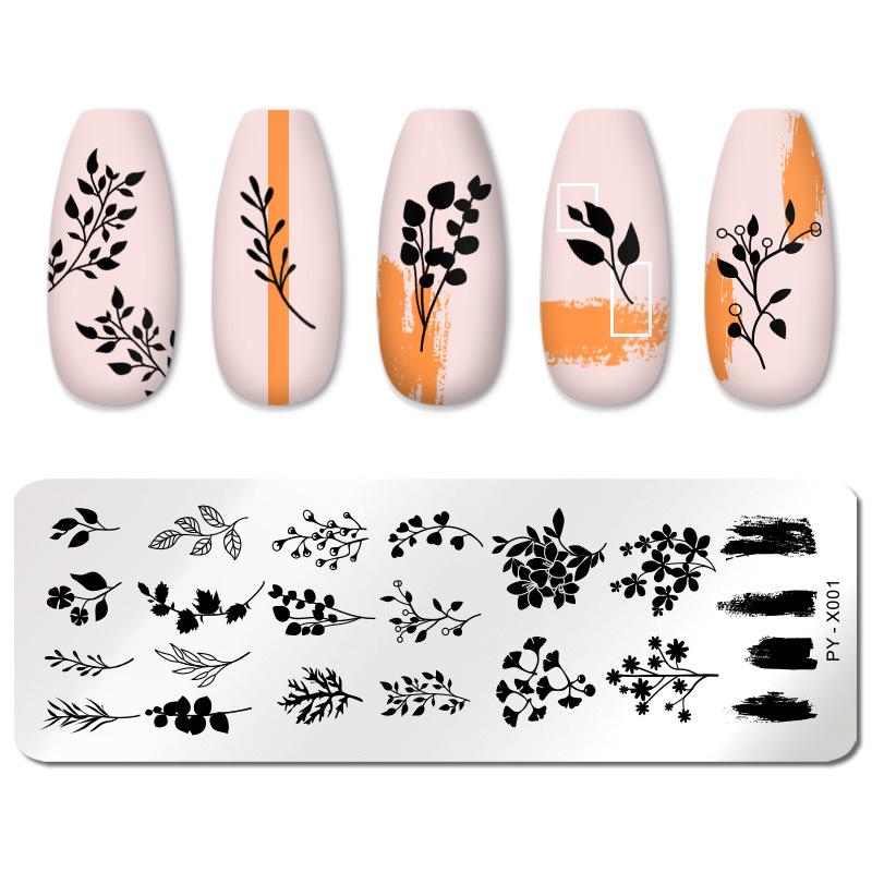 1PC Stainless Steel Printing Nail Stamping Plates Manicure Leaves Maple Template Mold Xmas Snowflakes Nail Art DIY Decorations