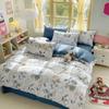 Элегантный синий цветочный узор пододеяльник комплект 100% хлопок мягкий приятный для кожи комплект постельного белья размера Queen одеяло чехол наволочки