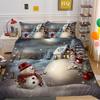 Christmas Snow Scene 3D Printed Polyester Pillowcase Quilt Cover Two Or Three Piece Set