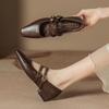 Autumn and Winter New Single Shoes Square Head Retro Thick Heel with Mary Jane Low Heel Light Mouth Leather Shoes Soft Sole Soft Surface Advanced