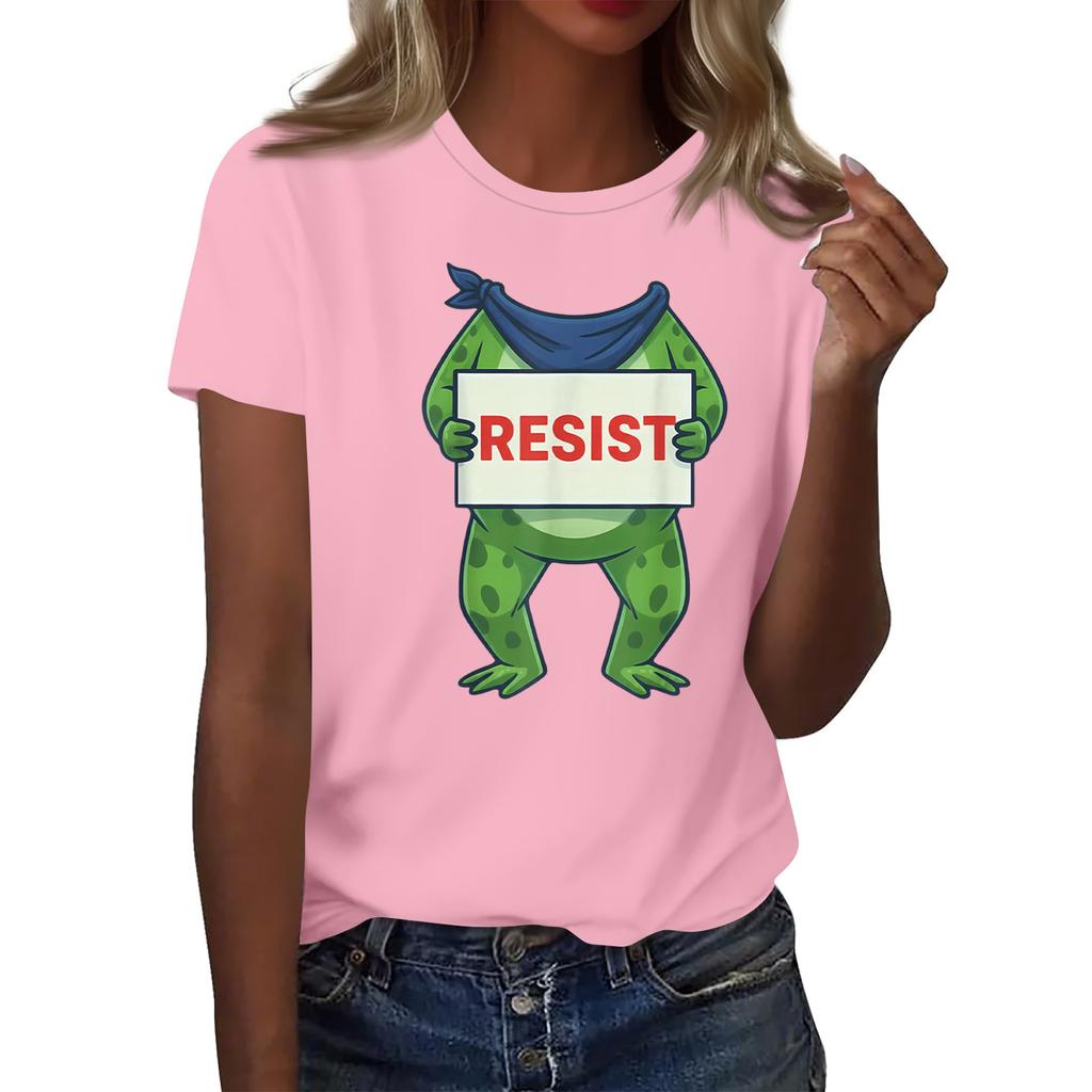 Women's Printed Round Neck Short Sleeve Top