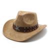 Ins Style Western Cowboy Hat Ethnic Style Tibetan Top Hat Jazz Hat Suede Crimped Badge Felt Hat