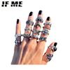 Punk Gothic Angel Fairy Rings Set for Women Men Retro Silver Plated Butterfly Heart Charm Finger Ring Jewelry