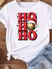(Asian Size) Letter Happy New Year Women's Top T Tee Merry Christmas Festival O-neck Clothing Print Fashion Ladies Graphic T-shirts
