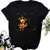 Custom Name Letter Combination Tops Fashion Women T-Shirt Rose Flower Heart Letter Font A B C D Short Sleeve Tees Black T-Shirt