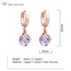 Fashion Elegant Rose Gold Color Colorful Round Drop Earrings For Women Wedding Luxury Fine Jewelry Gift Cubic Zirconia Eardrop