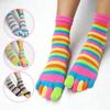 Breathable Women Girl Five Finger Toe Socks Colorful Striped Cotton Toe Separate Socks ZPG