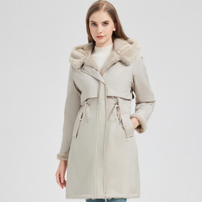 Fashion Winter Coat Female Long Parkas Hooded Can Be Worn On Both The Inside and Outside Loose Thick Warm Women's Faux Fur Jackets