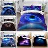 3D Universe Romantic Starry Bedding Set Planet Down Duvet Cover Pillowcase 2/3pc King Queen Bed Cover Set Kid Men's Gift Home Textile